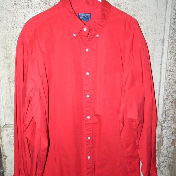Ralph Lauren Polo Jeans Button Front Shirt Red Size XXL (F-46) - Picture 1 of 3